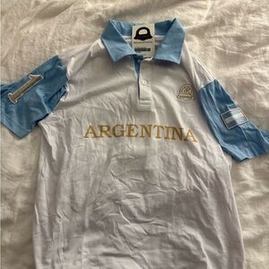 Argentina Polo Shirt - White and Light Blue by